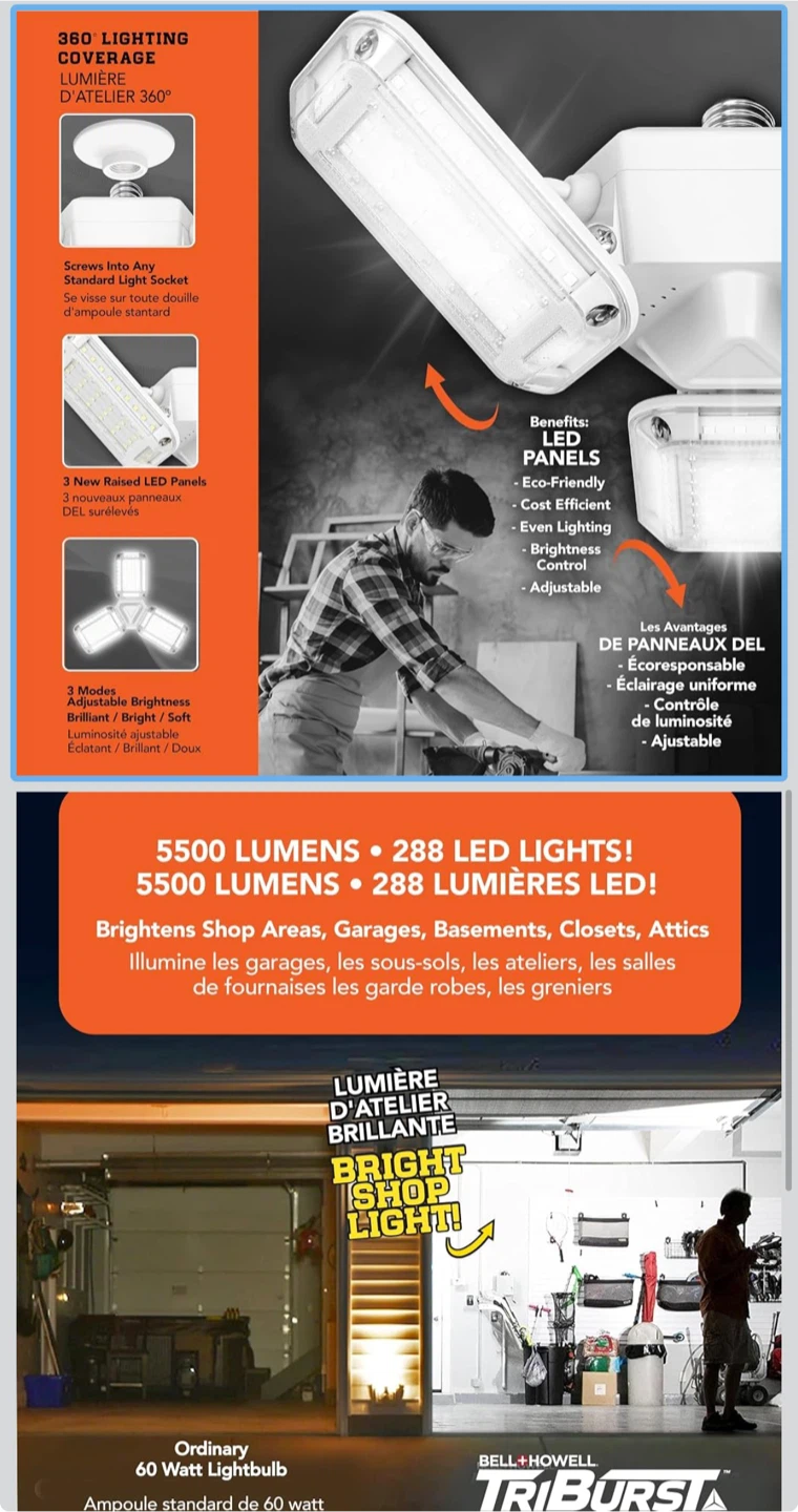 BELL+HOWELL Triburst 5500 Lumens 360 Shop Light Pro - photo 2