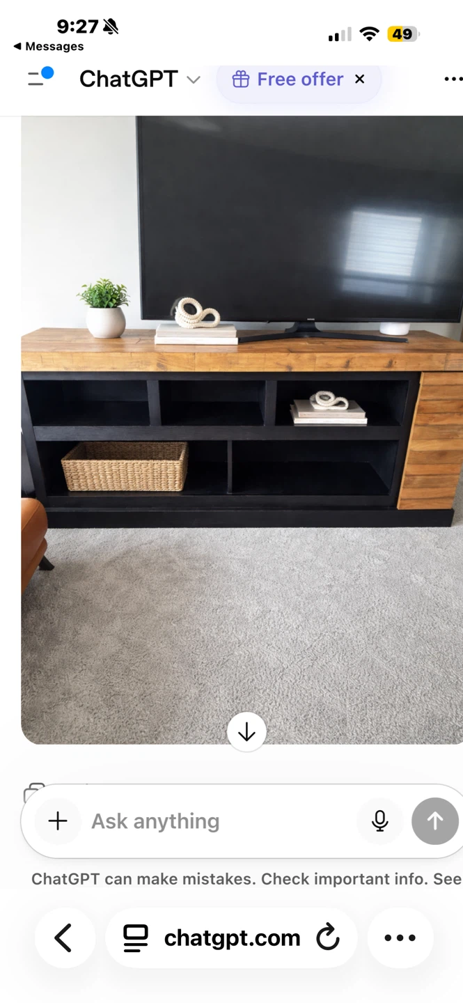 Wooden Media Console with Shelving