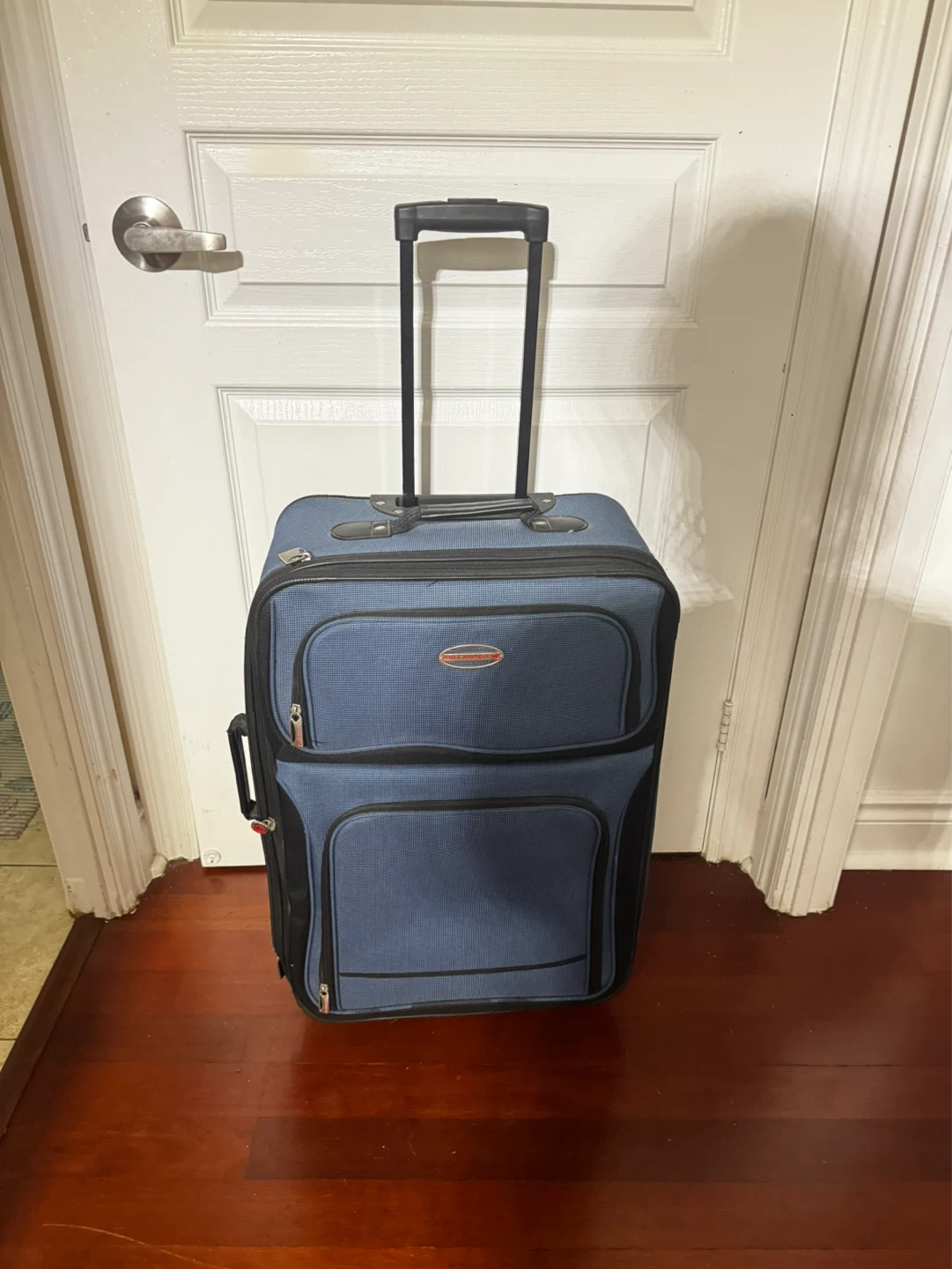 Blue Rolling Suitcase with Telescopic Handle