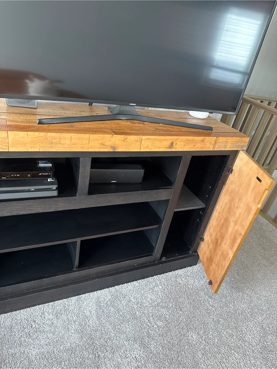 Wooden Media Console with Shelving - photo 4