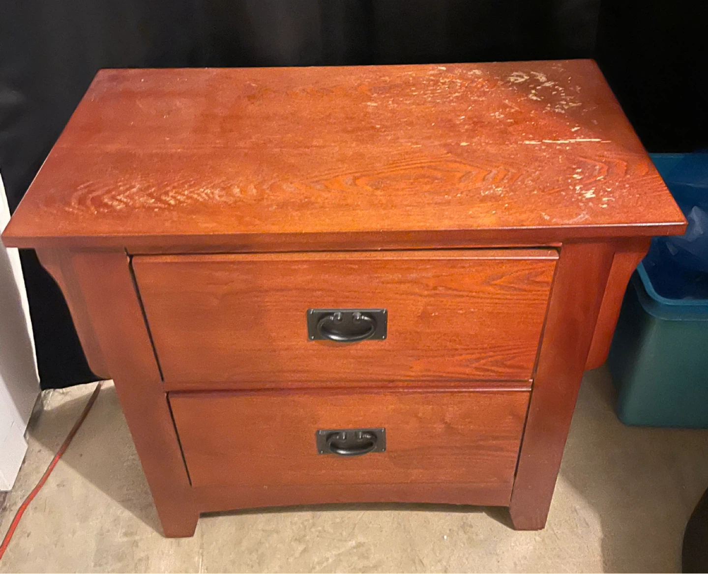 Wooden Nightstand with Two Drawers
