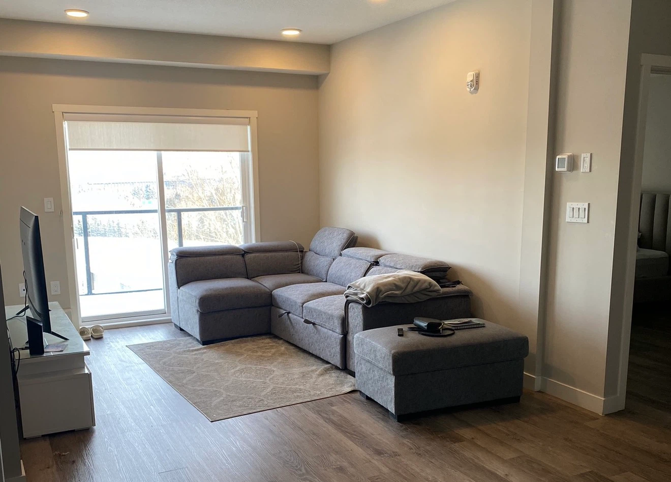Grey Sectional Sofa with Storage Ottoman - photo 2