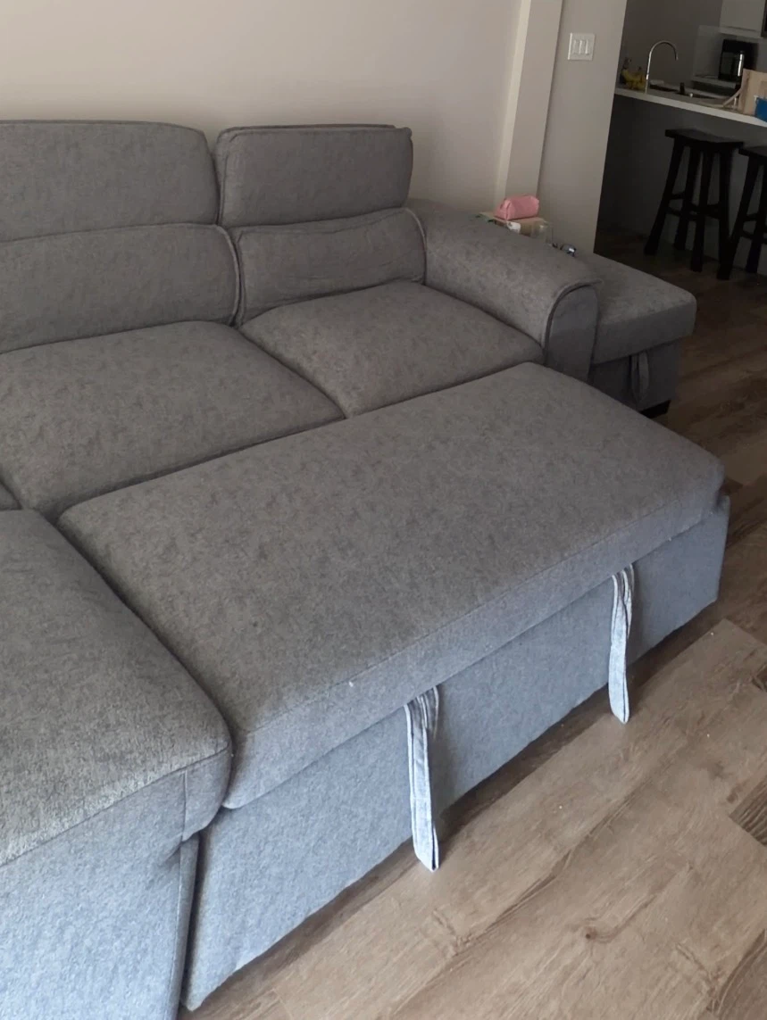 Grey Sectional Sofa with Storage Ottoman - photo 3