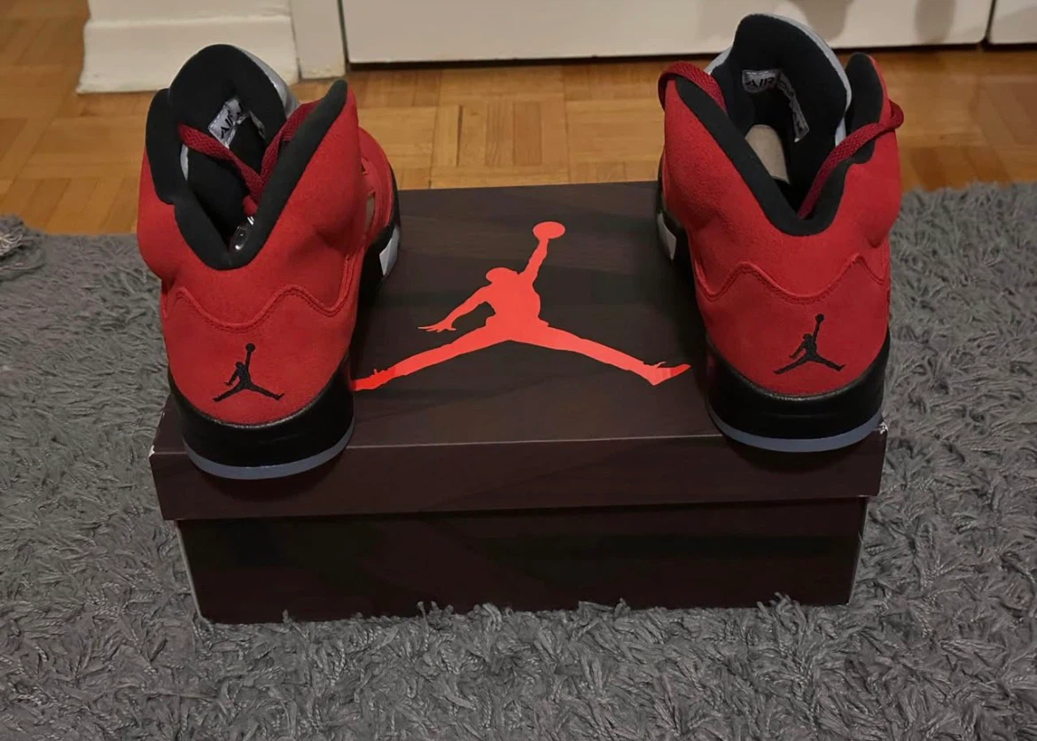 Air Jordan 5 Retro Red Suede Sneakers - photo 2