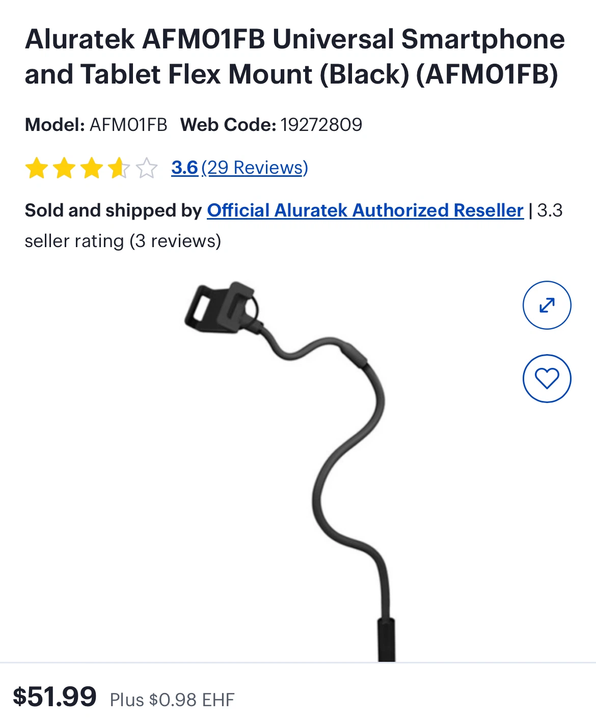 Retails $55, Universal Smartphone and Tablet Flex Mount (Black)