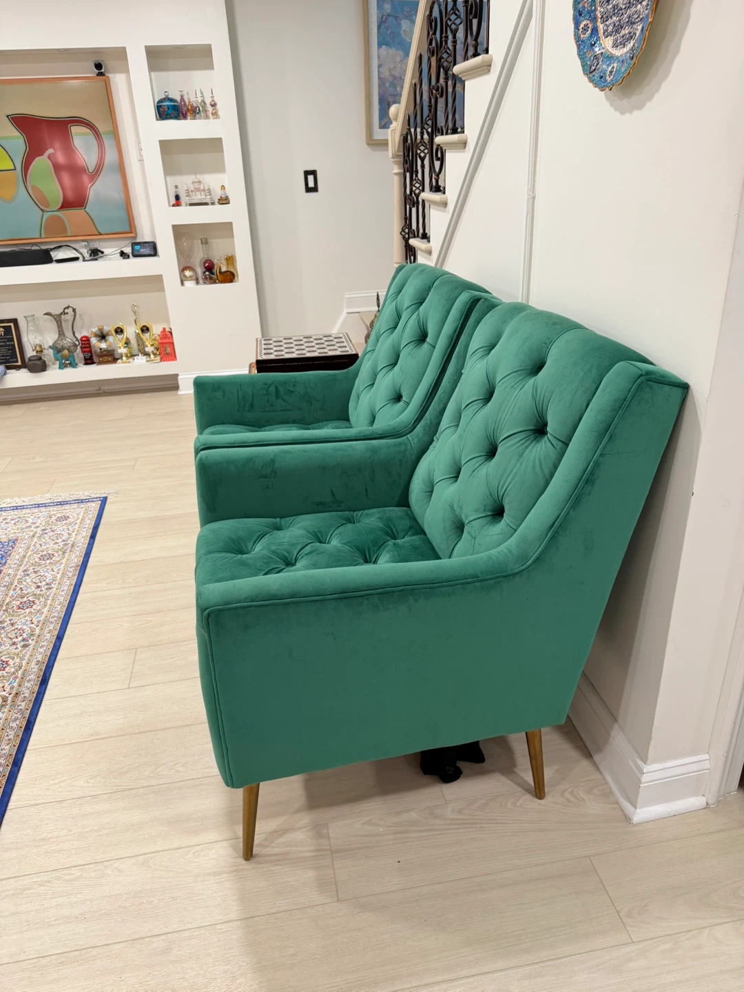 Green Velvet Accent Chairs (Set of 2)