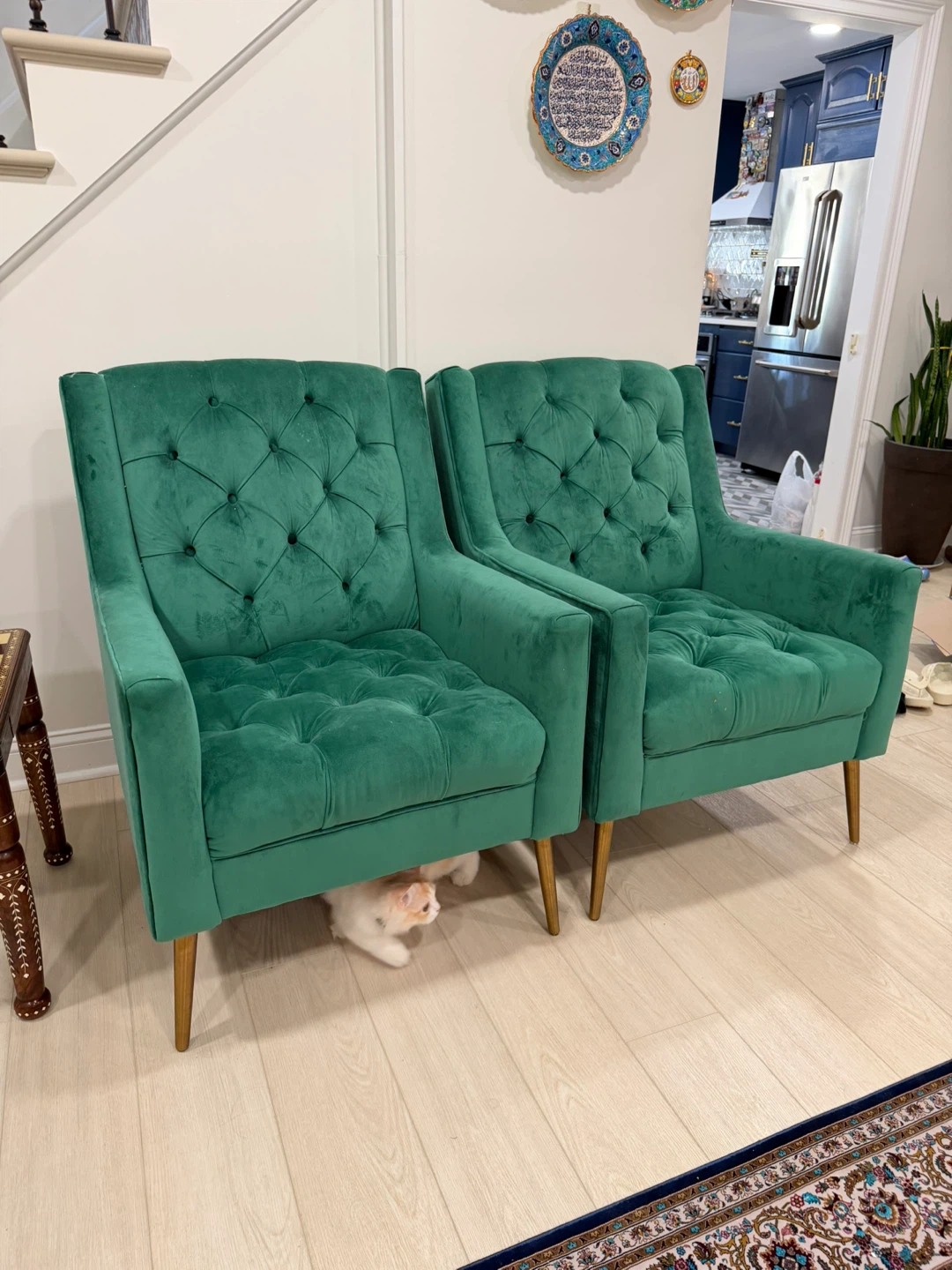 Green Velvet Accent Chairs (Set of 2) - photo 2