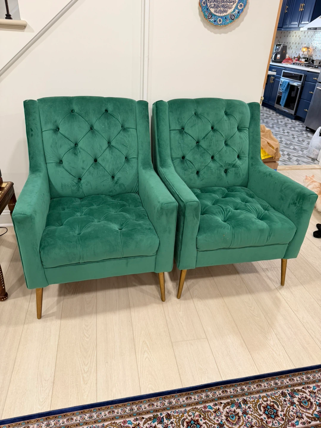 Green Velvet Accent Chairs (Set of 2) - photo 3