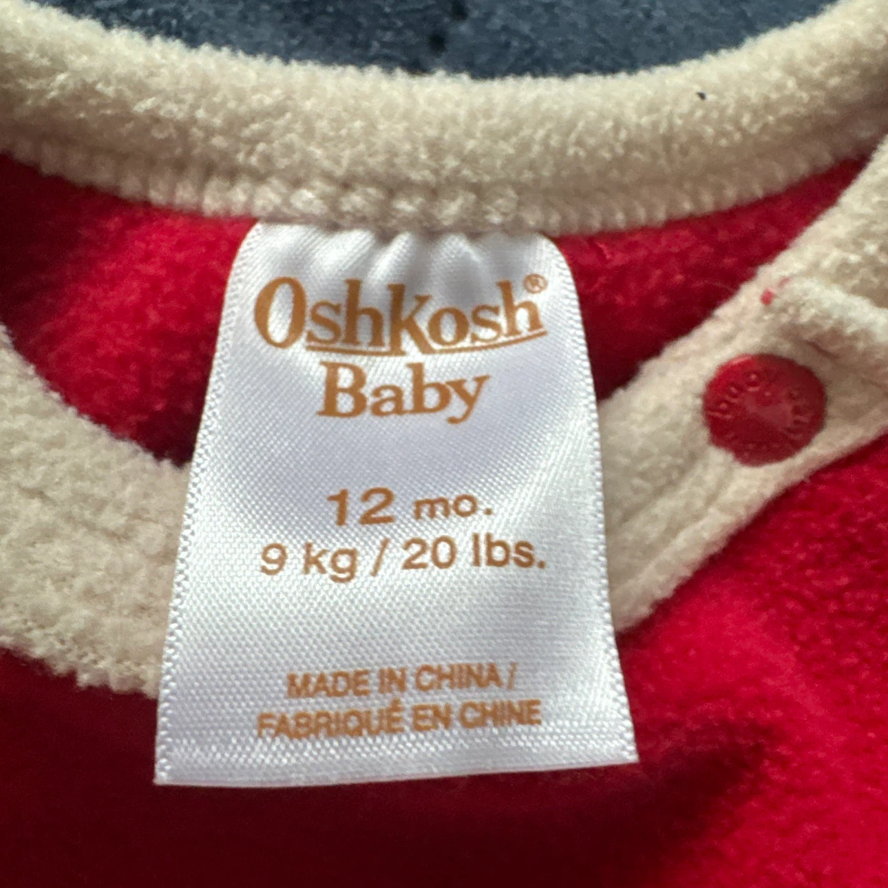 OshKosh Baby Red Lion Team Fleece Sleepsuit - 12 Months - photo 3