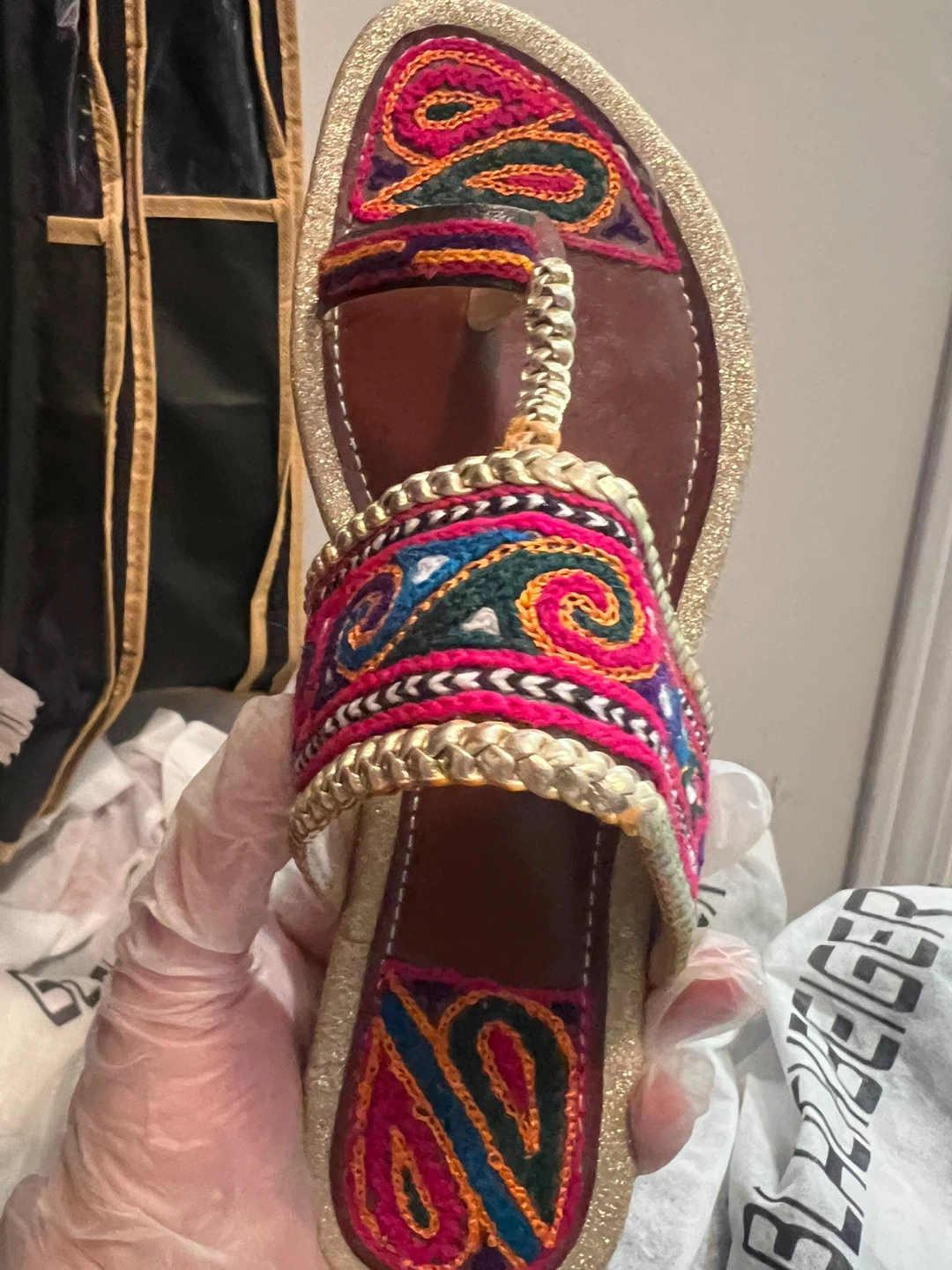 Embroidered Flat Sandals