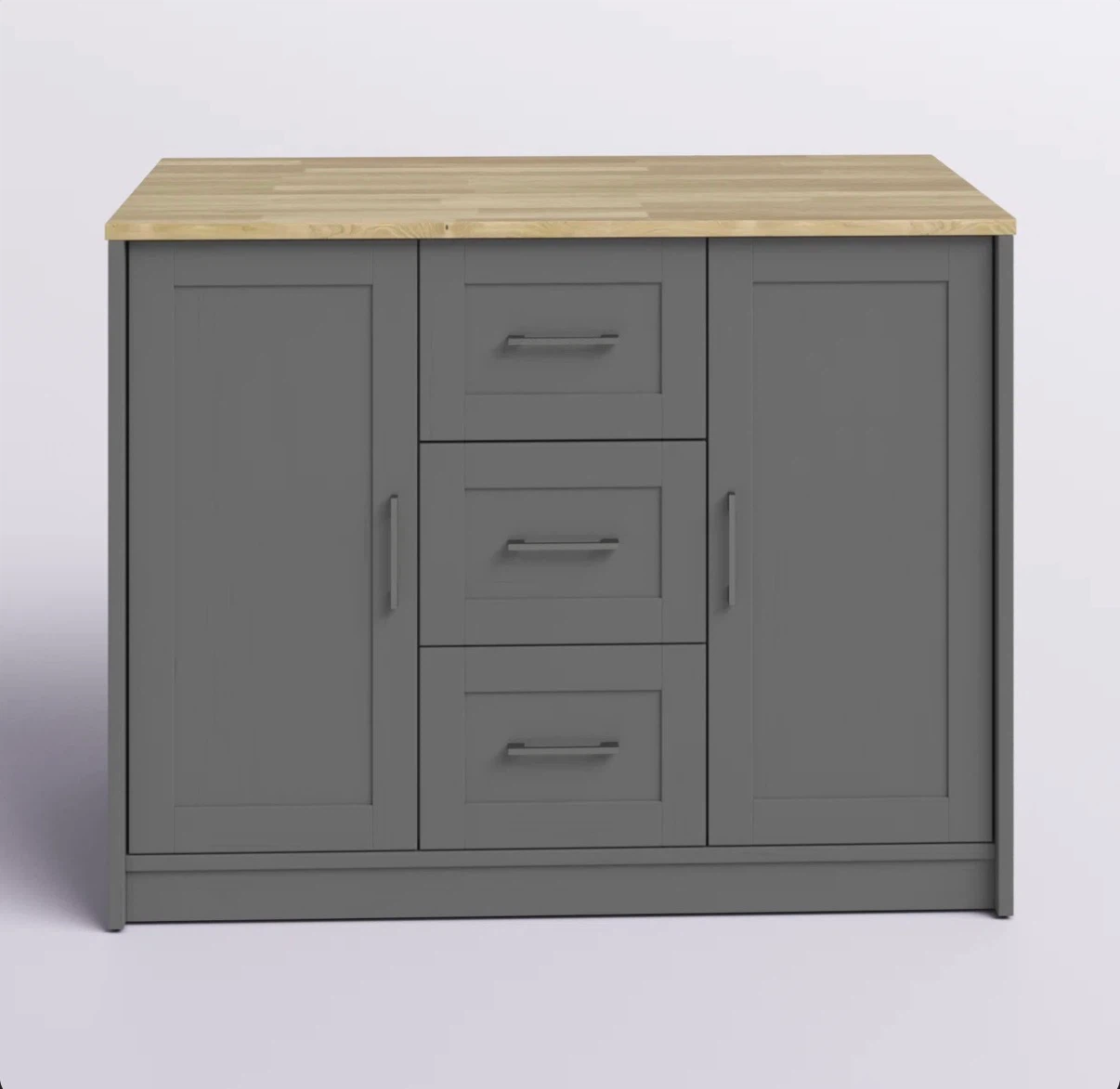 Manufactured wood kitchen island with storage (unboxed)