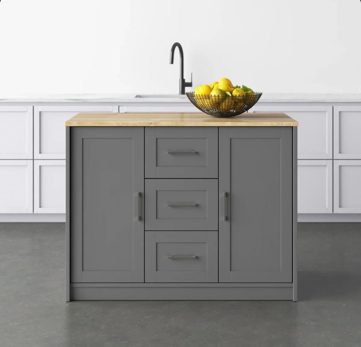 Manufactured wood kitchen island with storage (unboxed) - photo 4