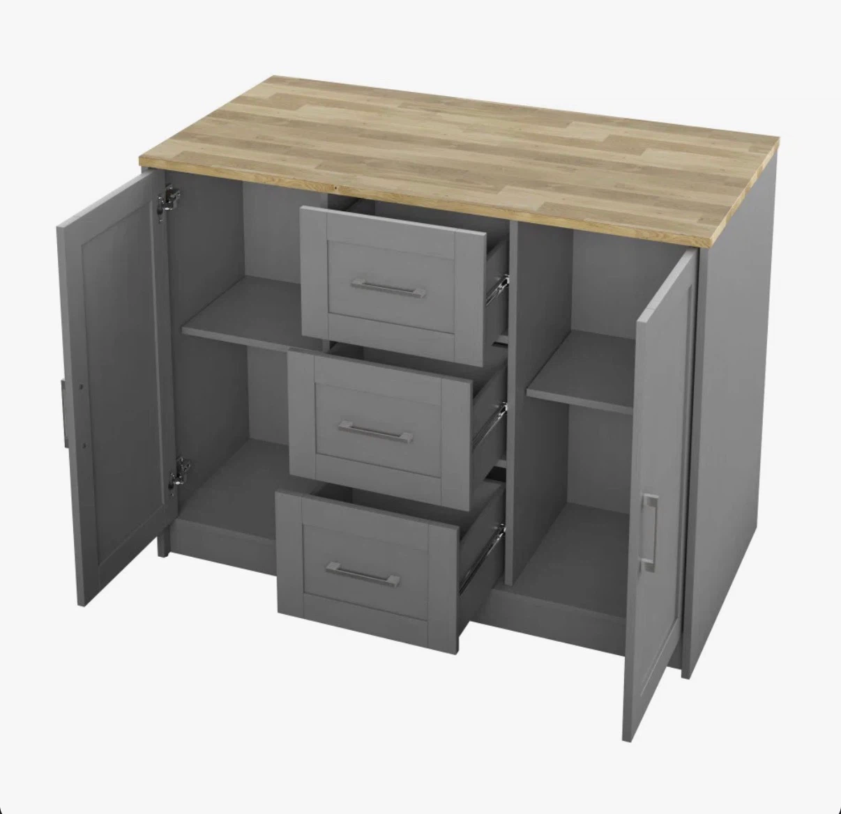 Manufactured wood kitchen island with storage (unboxed) - photo 5