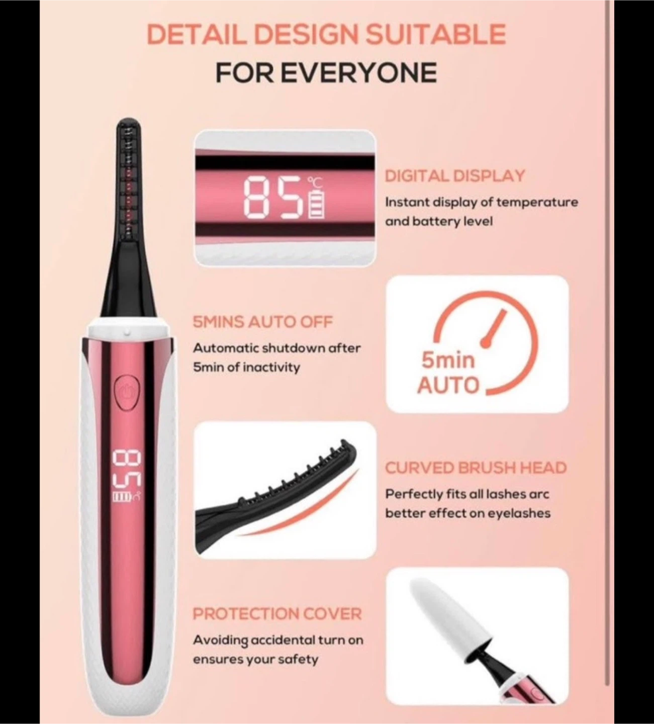 Heated Eyelash Curler with Digital Display
