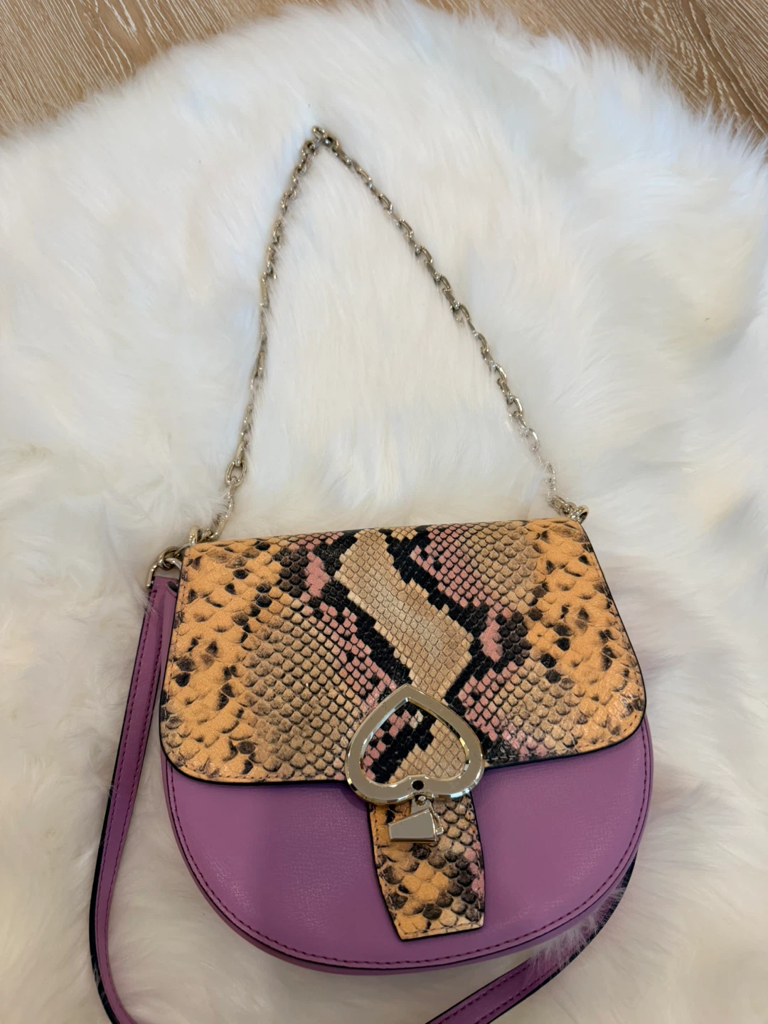 Kate Spade Purple and Snake Print Flap Shoulder Bag