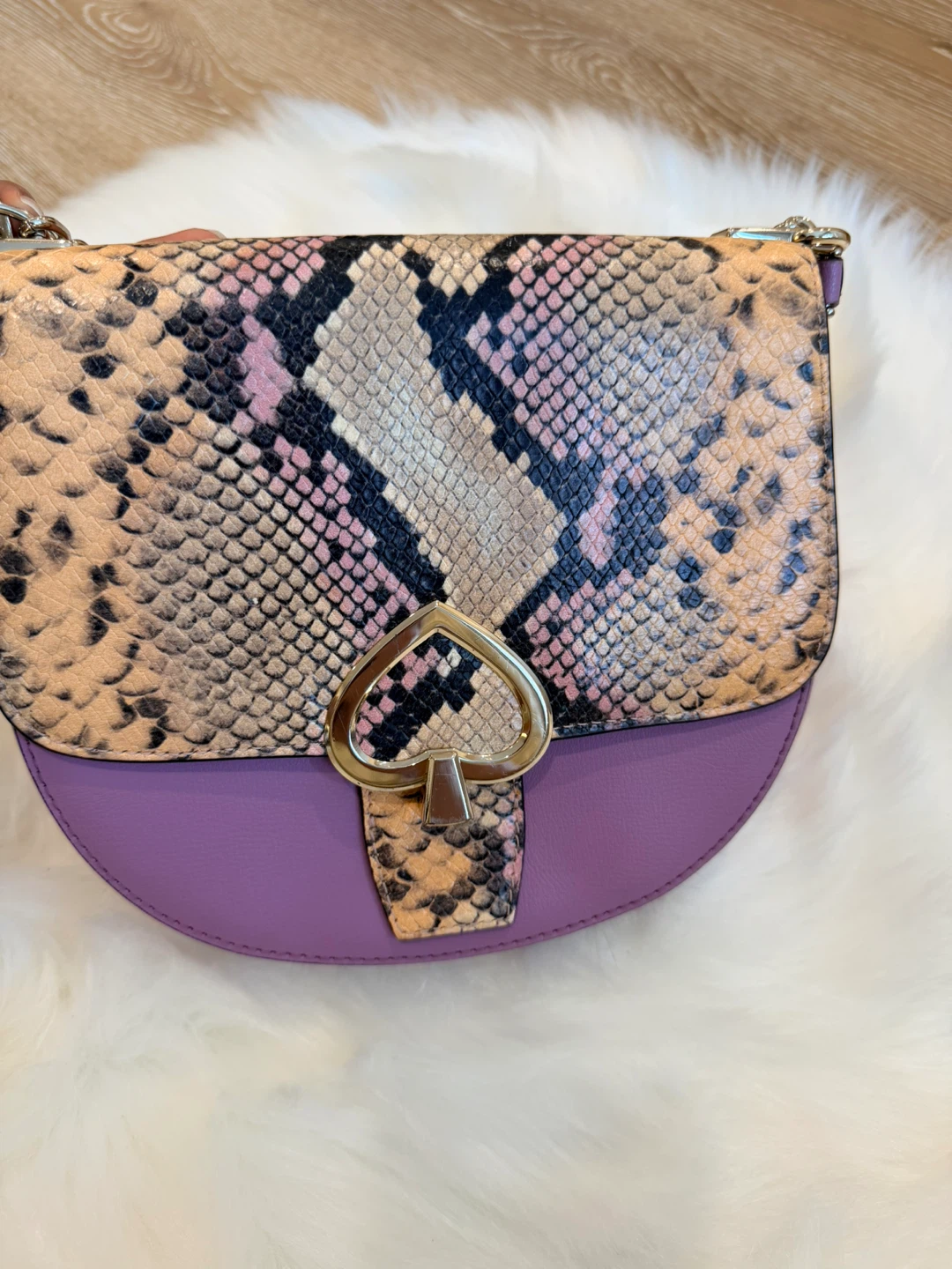 Kate Spade Purple and Snake Print Flap Shoulder Bag - photo 3