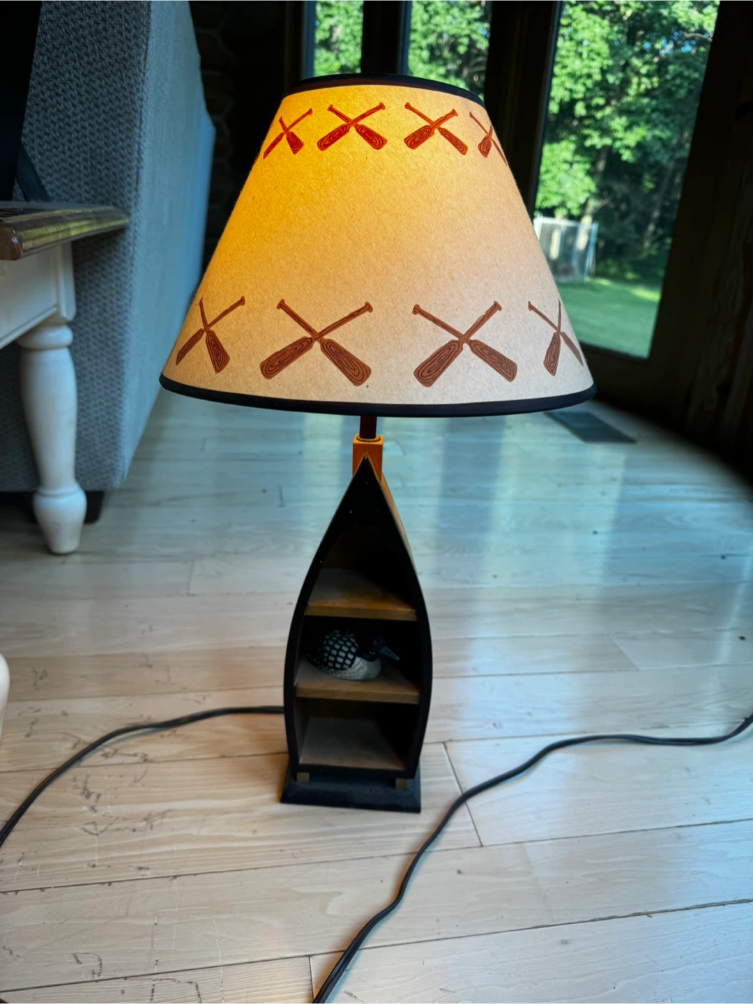 Wooden Canoe Shelf Table Lamp - photo 2