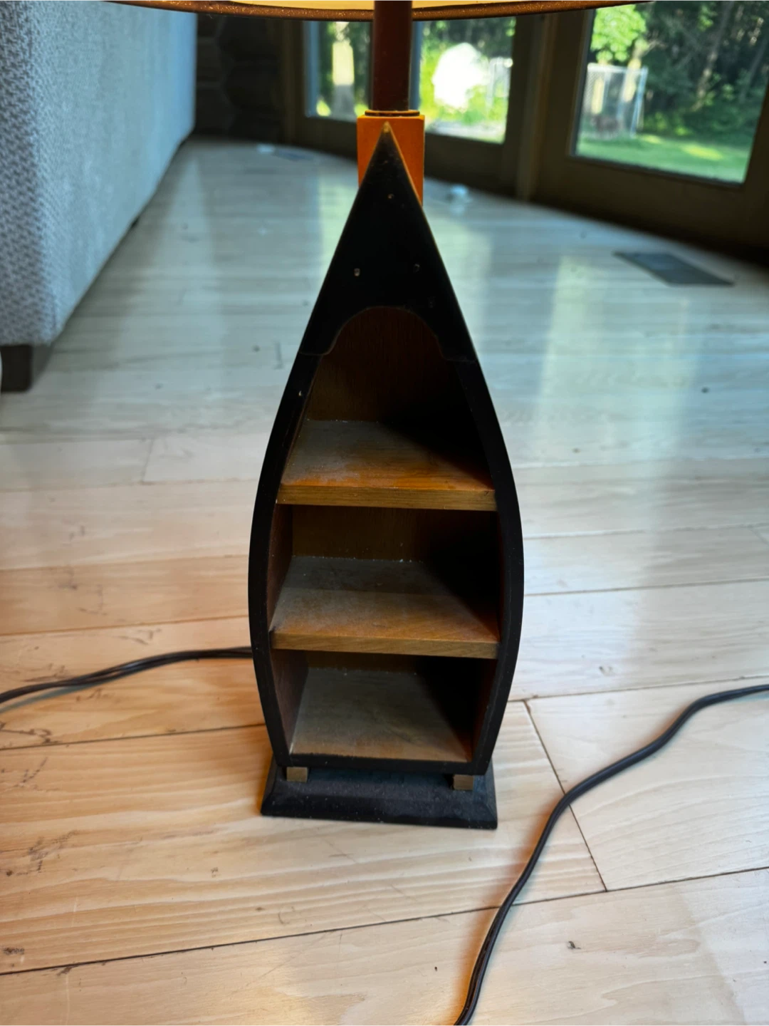 Wooden Canoe Shelf Table Lamp - photo 3