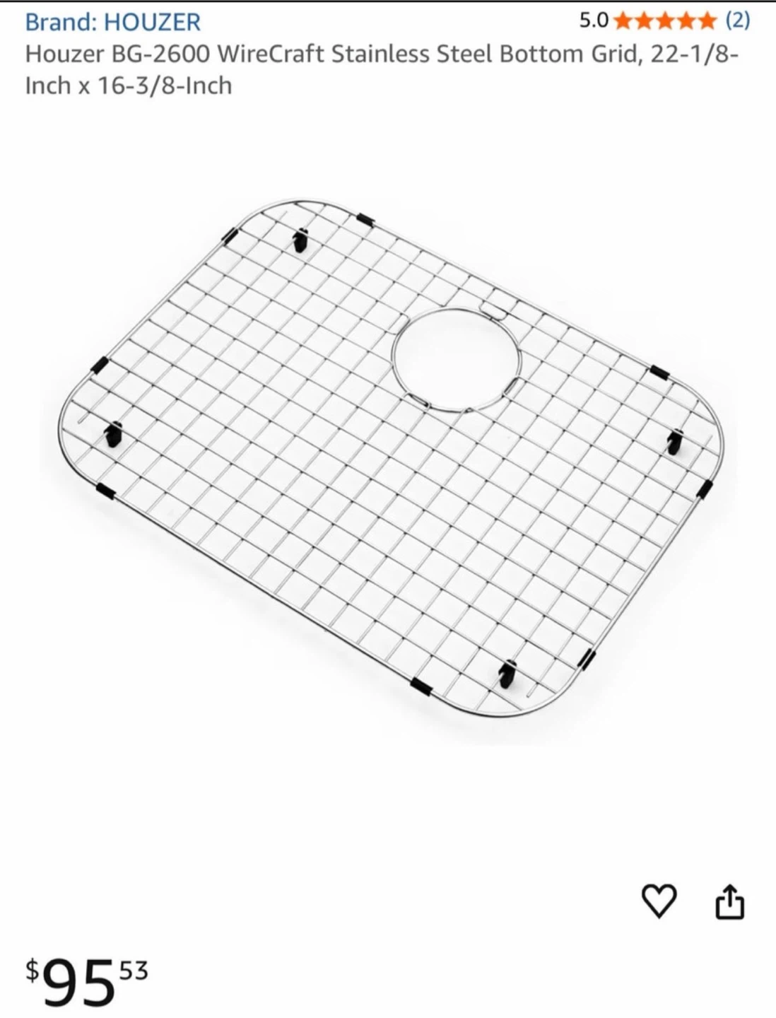 Houzer BG-3400 WireCraft Stainless Steel Bottom Grid