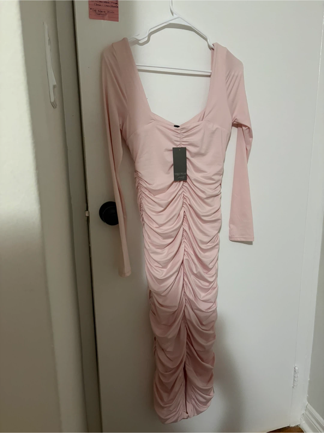 Pink Ruched Long Sleeve Dress - photo 2