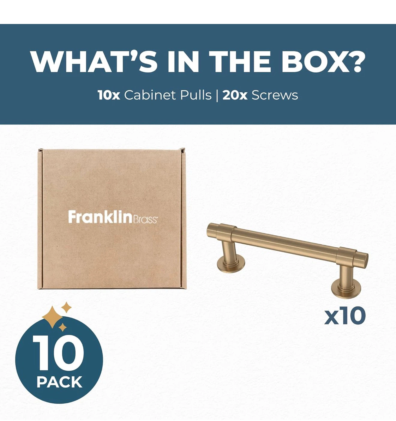 Franklin Brass Cabinet Pulls - 10 Pack - Champagne Bronze