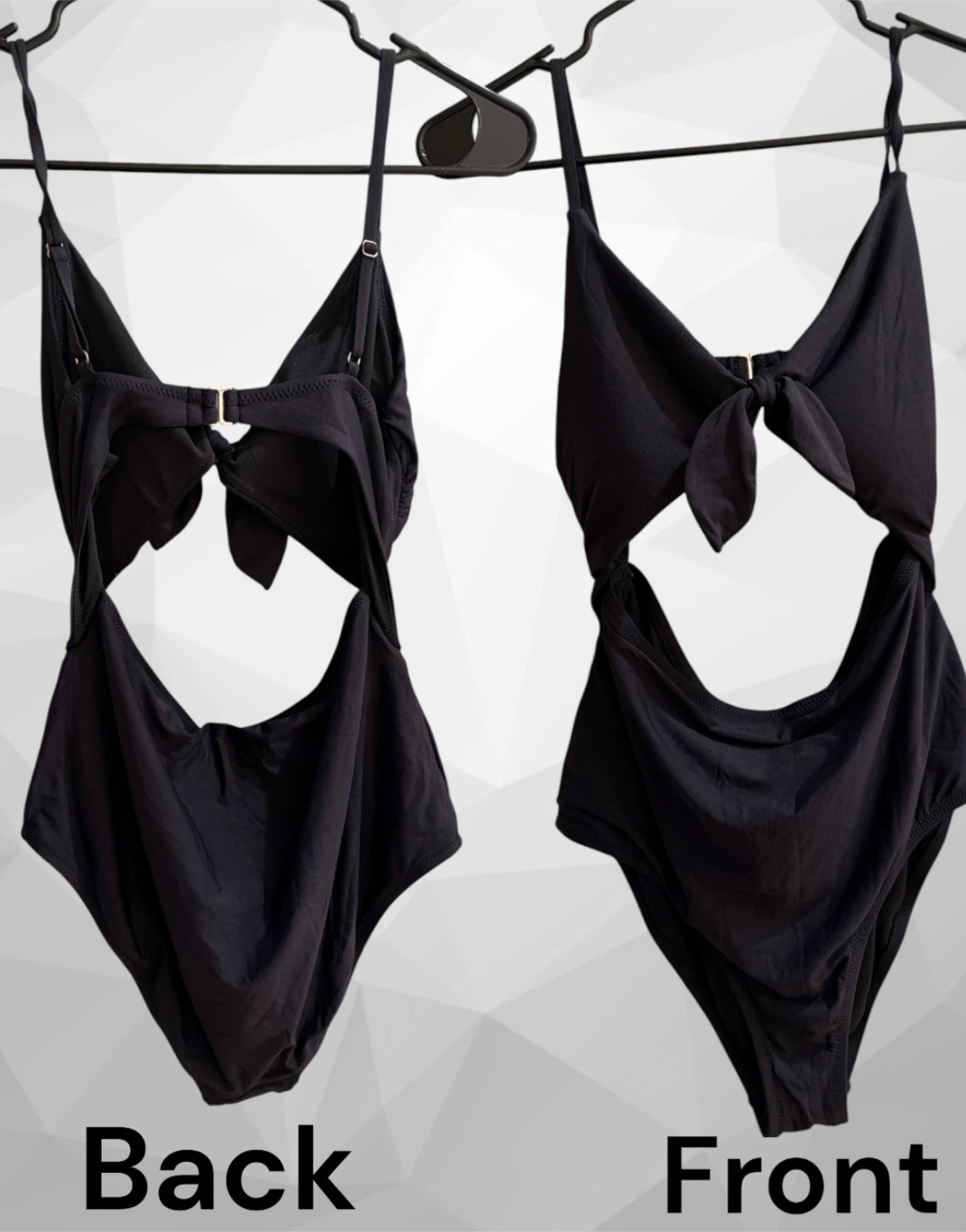 Black One-Piece Swimsuit with Tie Front