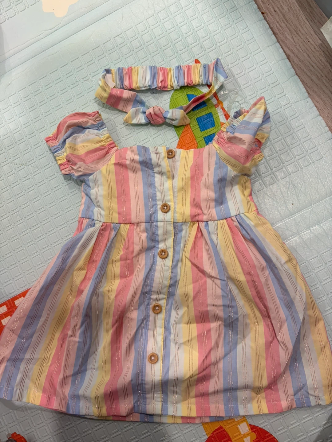 Striped Dress and Headband Set