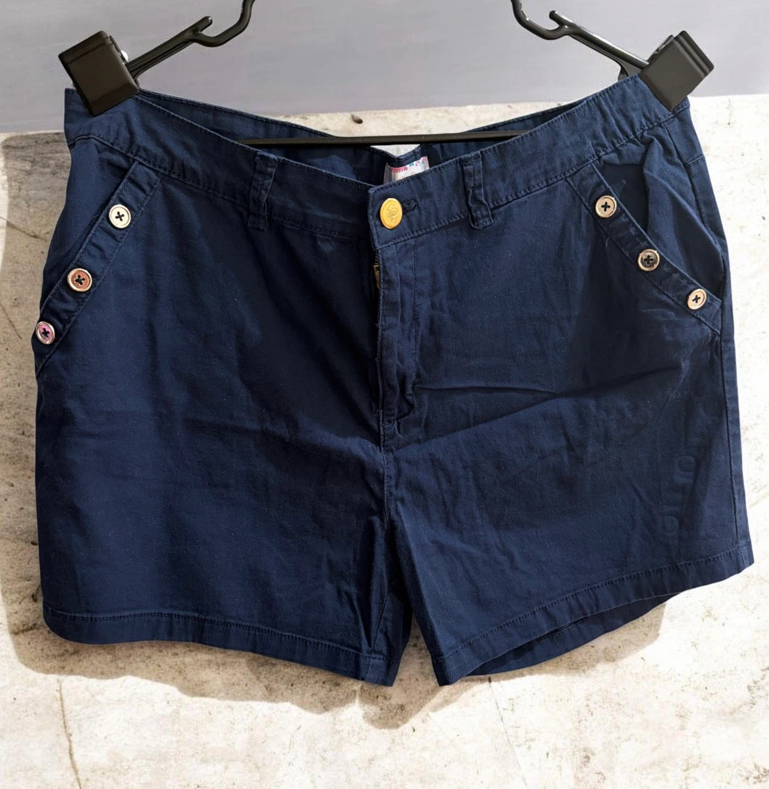 Navy Blue Button Detail Shorts Size 14