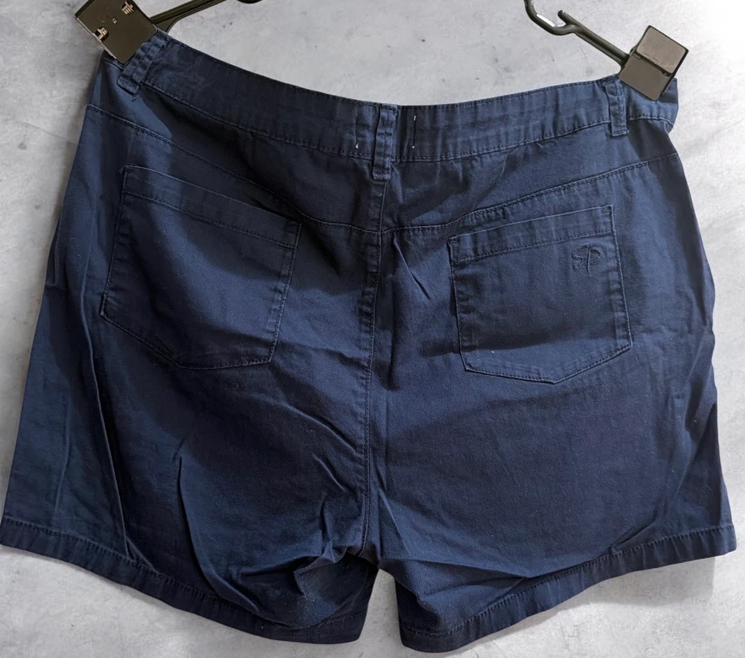 Navy Blue Button Detail Shorts Size 14 - photo 2