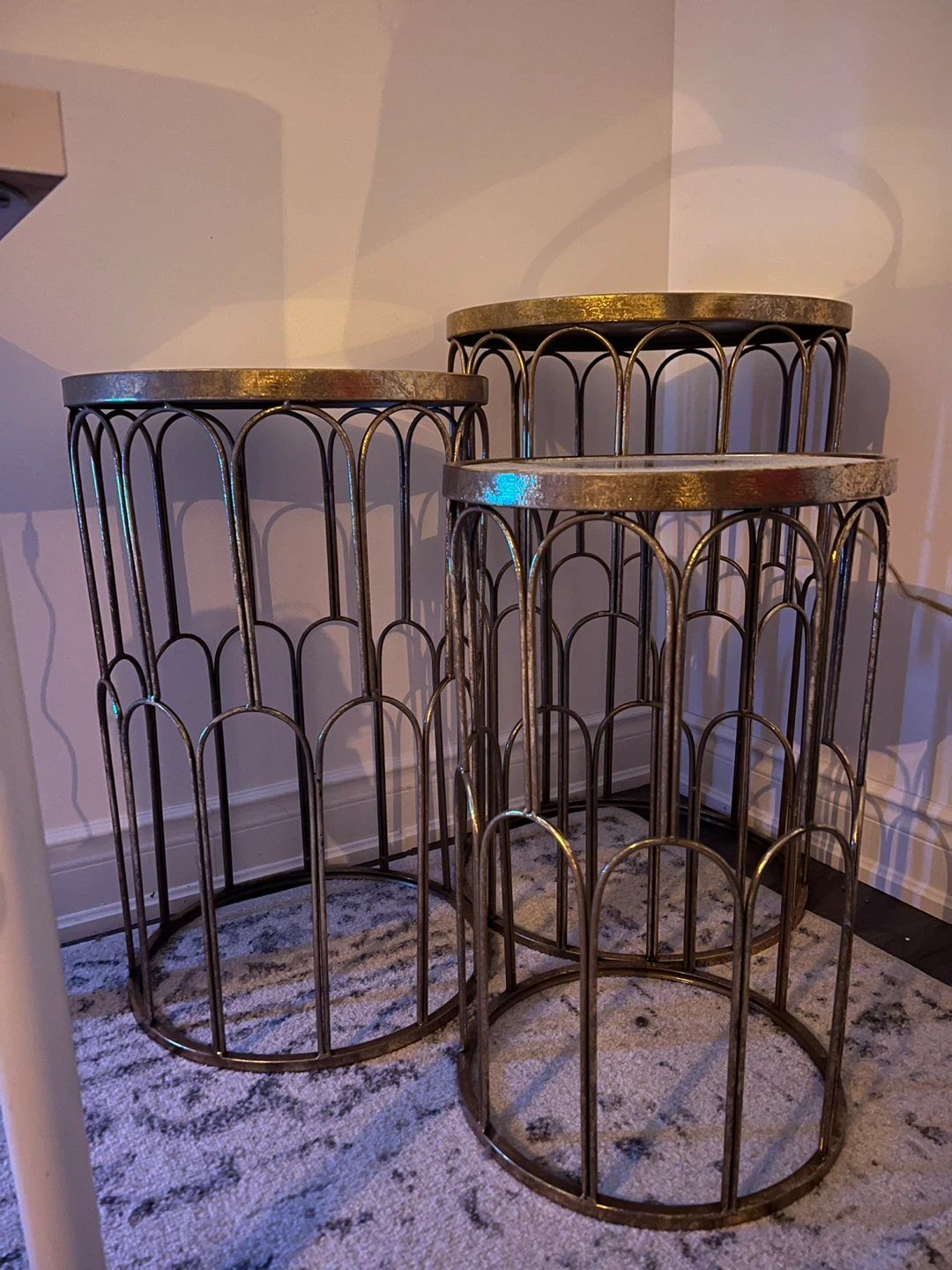Set of 3 Gold Metal Accent Tables - photo 2