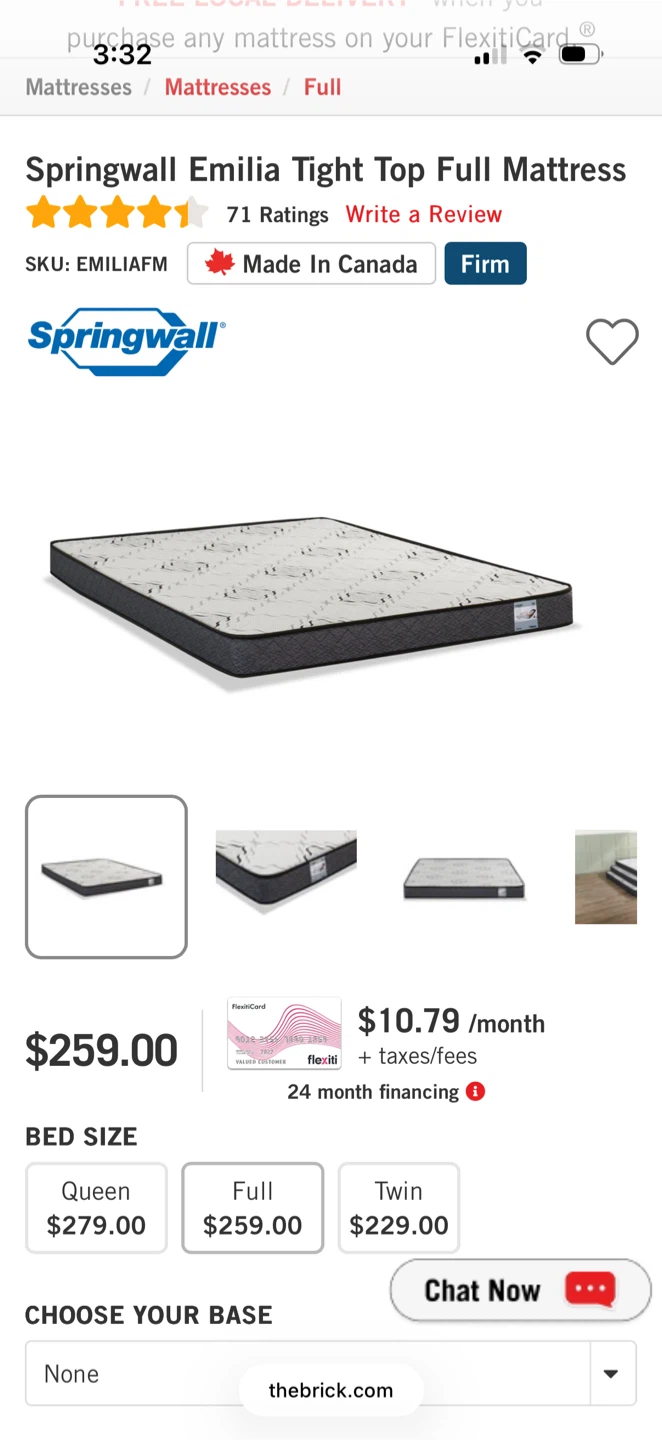 Springwall Emilia double/full Mattress
