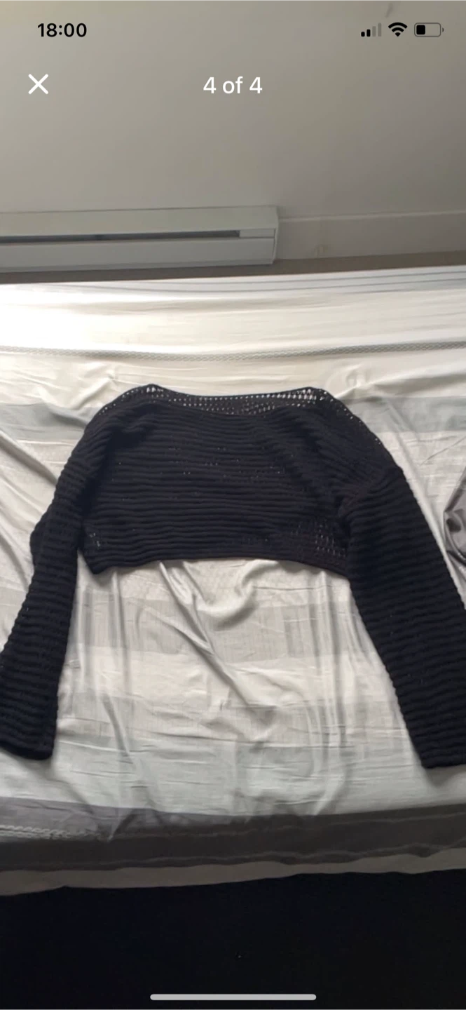 Black Cropped Knit Sweater - photo 4