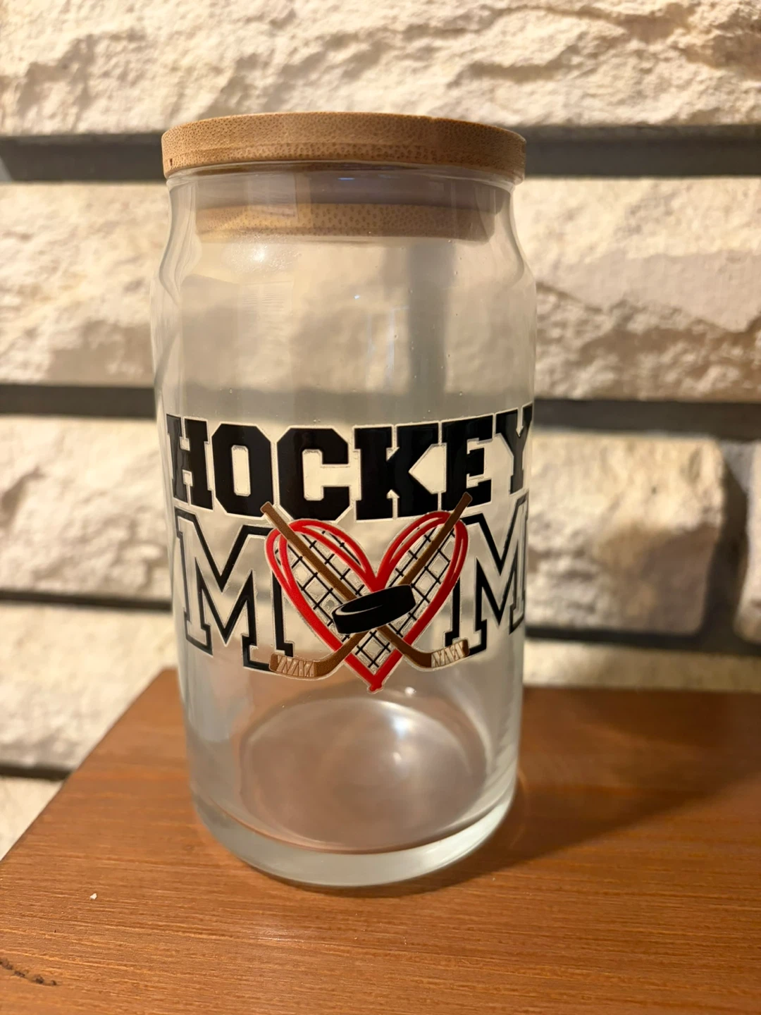 Glass Tumbler with Hockey Mom Design