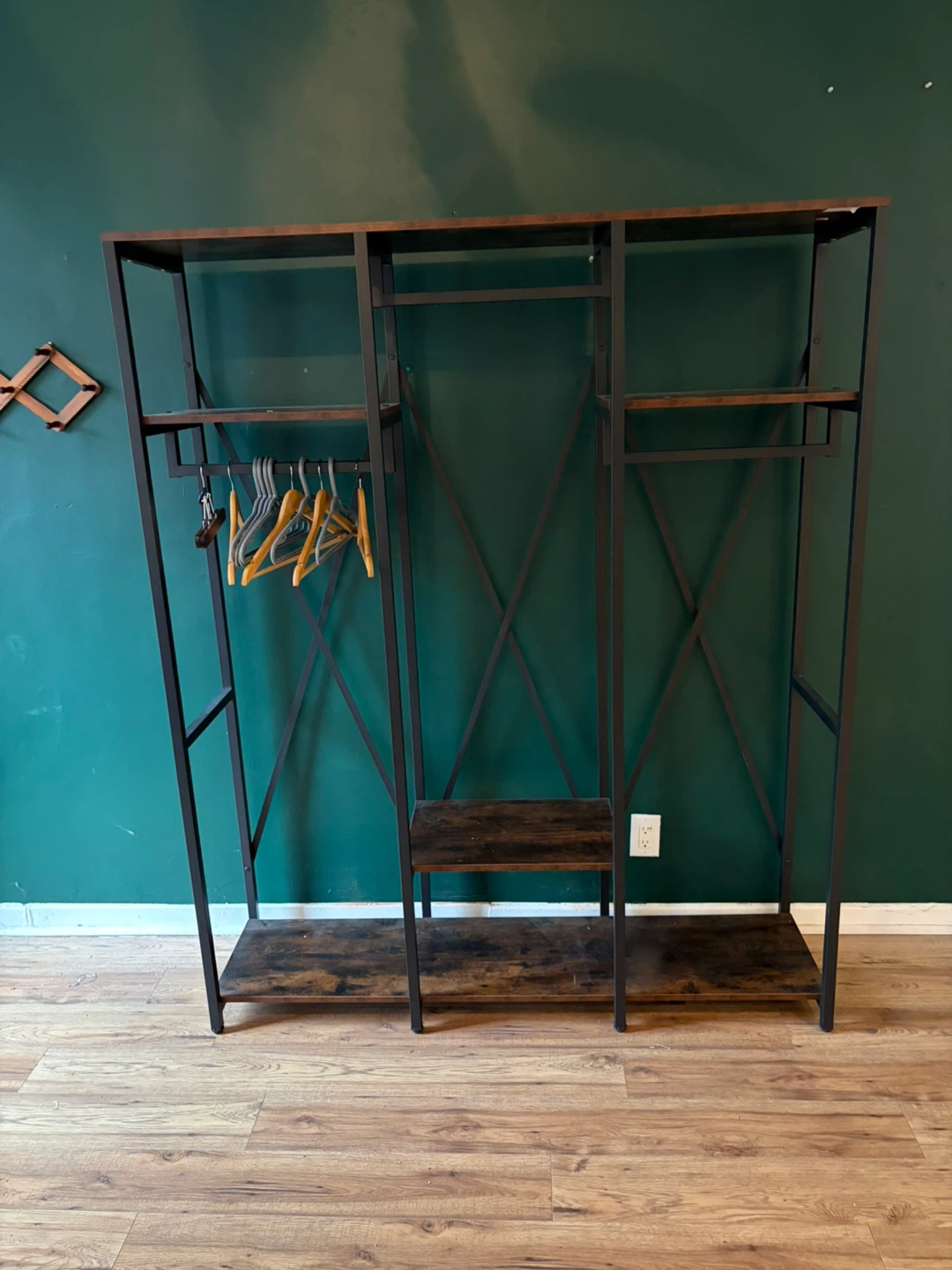 Industrial Style Wardrobe Rack with Shelves
