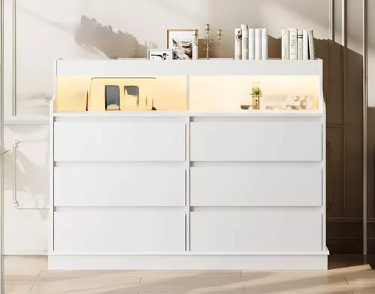 New Unopened Dresser for Bedroom 6 Drawers, LED Lights