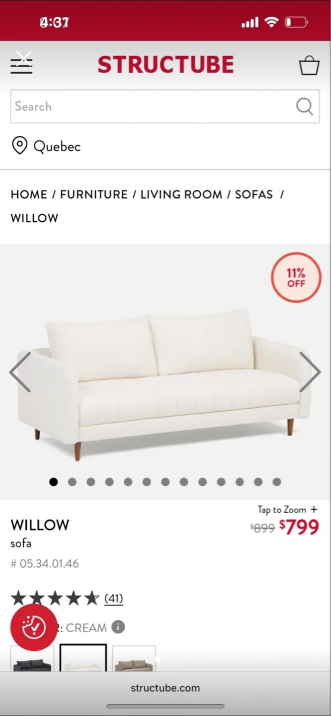 Structube Willow Sofa - Cream