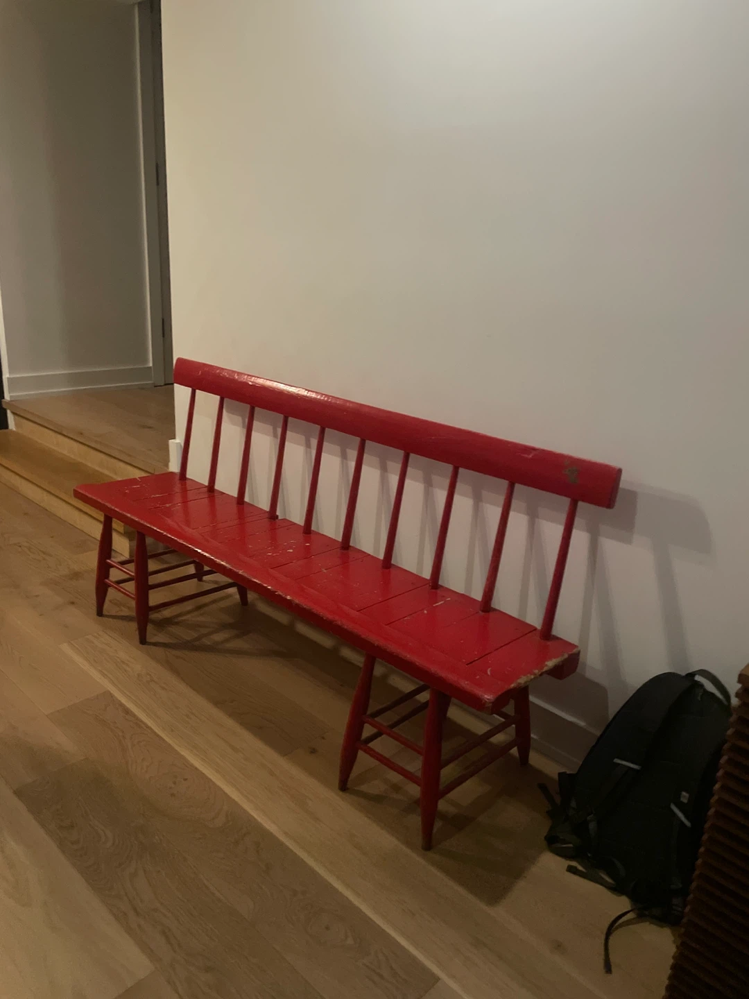 Red Spindle Back Bench