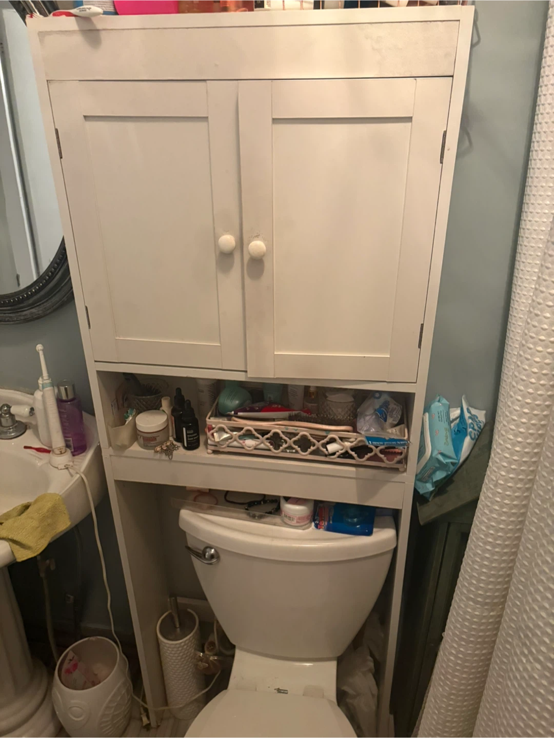 White Over-the-Toilet Storage Cabinet
