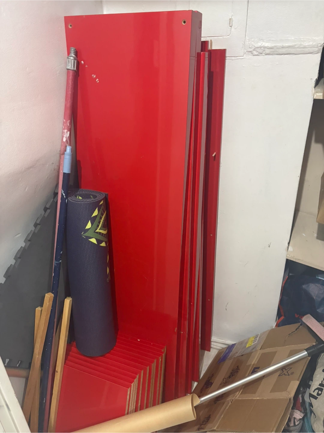 Red Shelving Unit Components