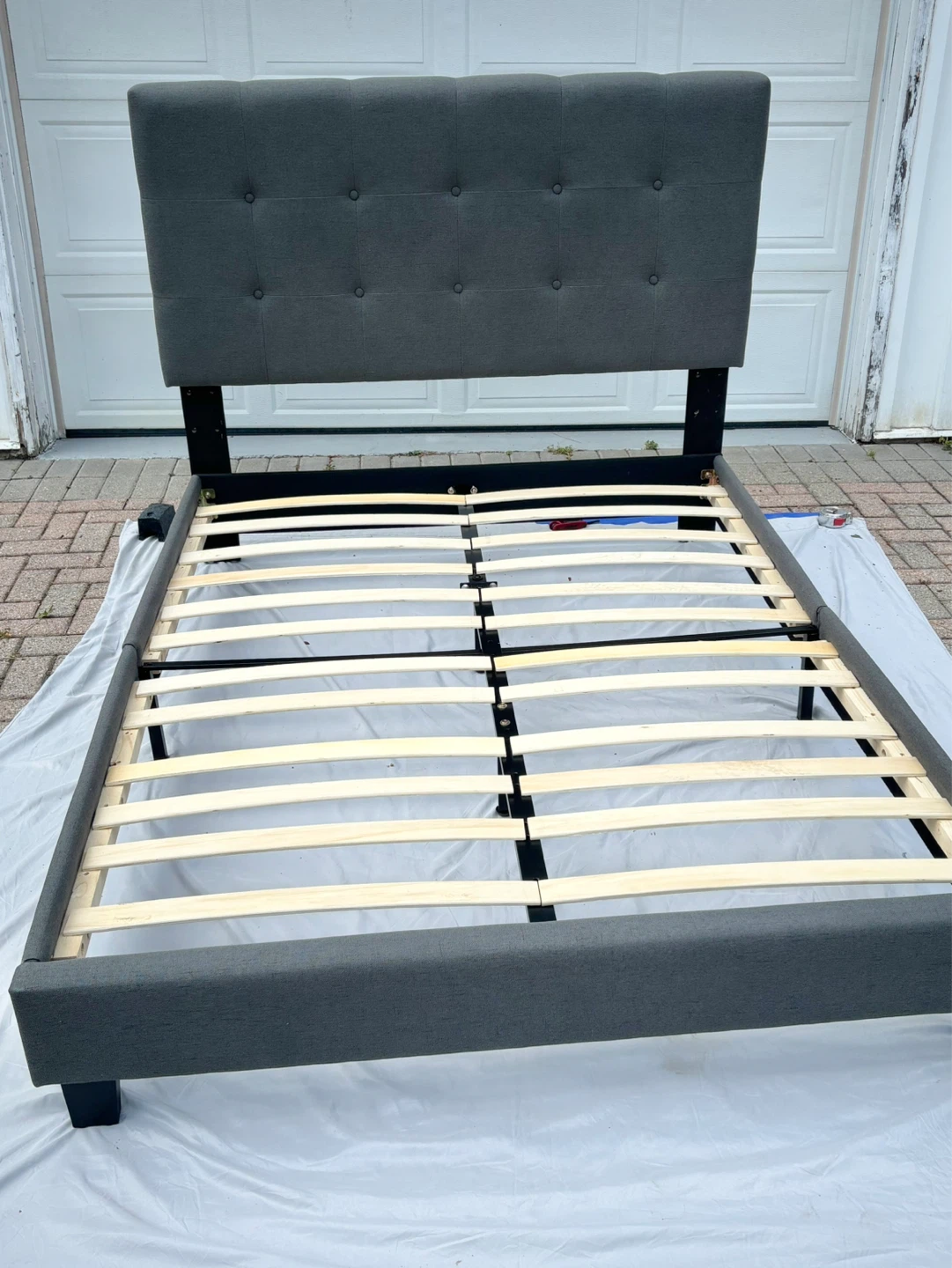 Full size Bed Frame with Headboard and slats - photo 2