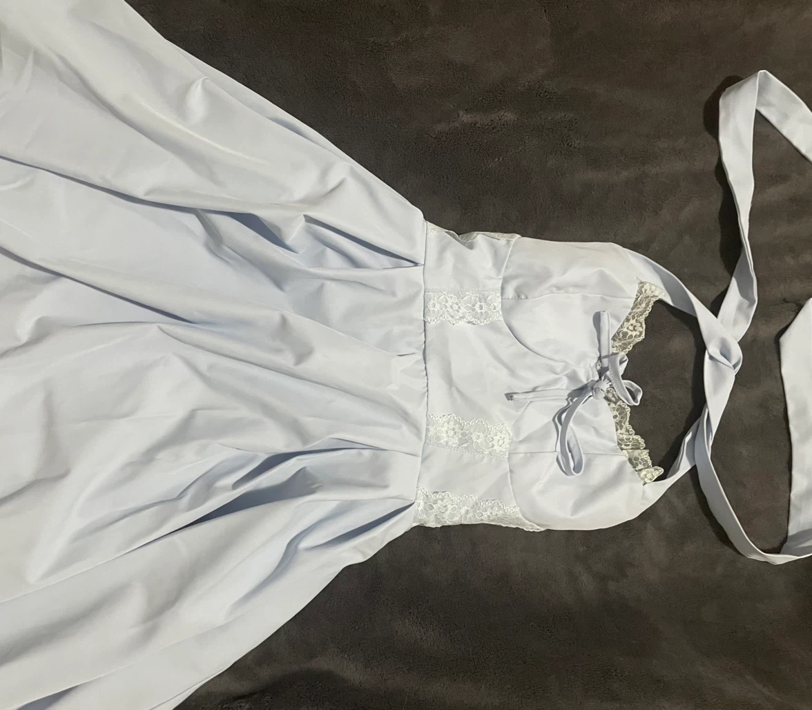 Baby Blue Halter Neck Dress with Bow Detail - photo 2
