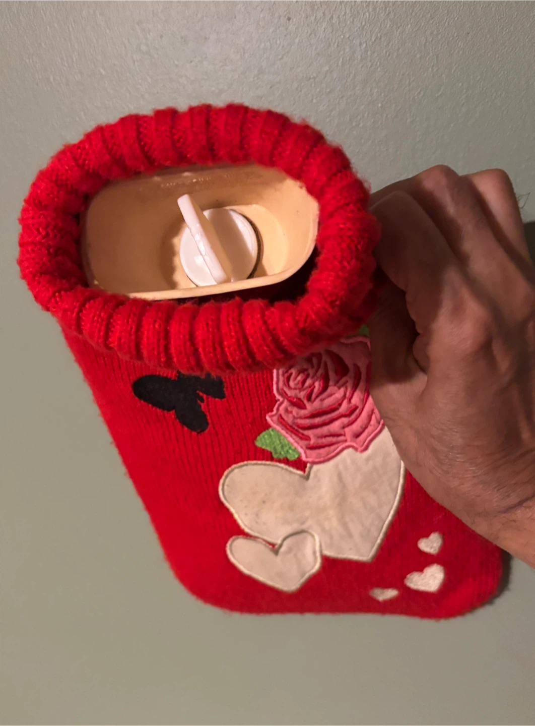 Hot Water Bottle with Beautiful Red knitted woollen cover - photo 2