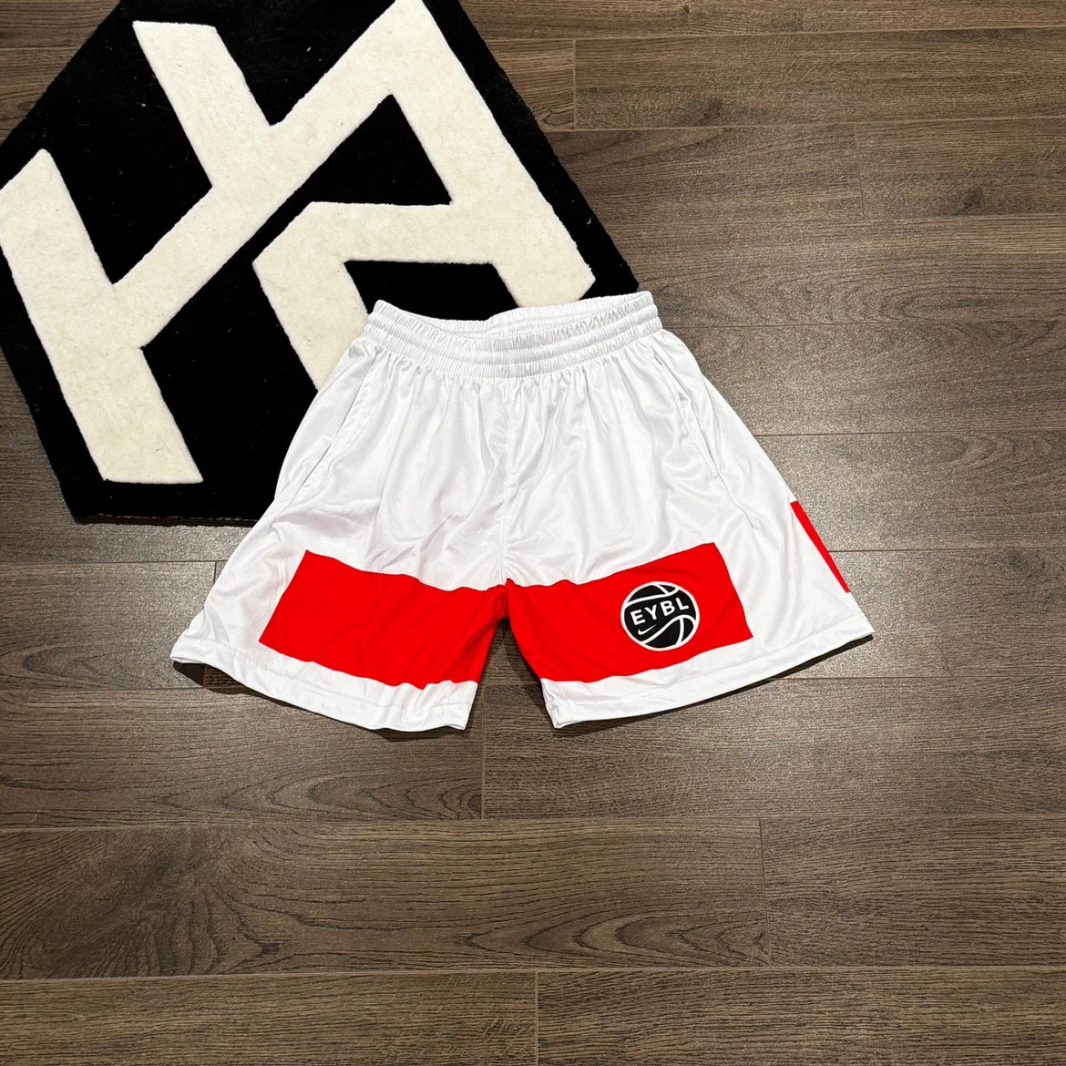 EYBL Basketball Shorts White/Red