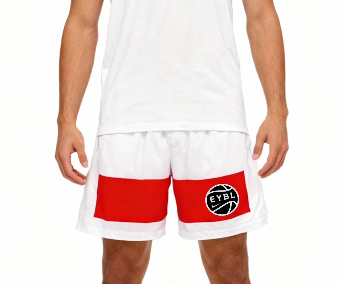 EYBL Basketball Shorts White/Red - photo 3