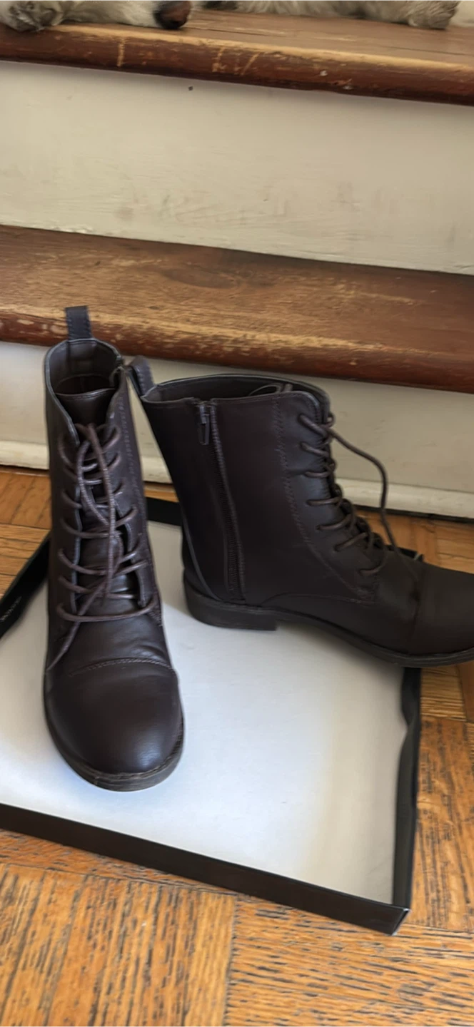 Brown Lace-Up Combat Boots