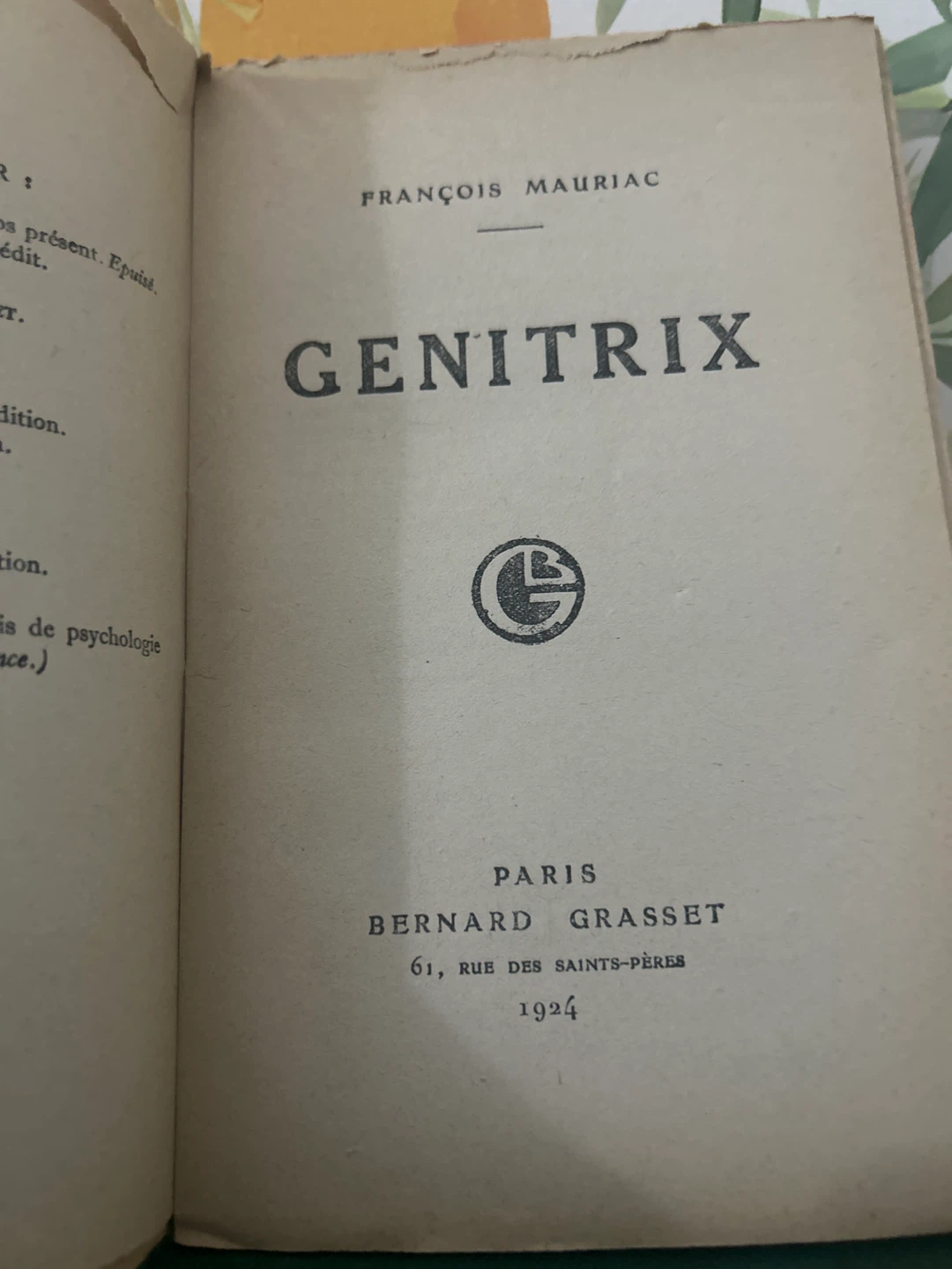 Genitrix by François Mauriac - 1924 Edition - photo 2