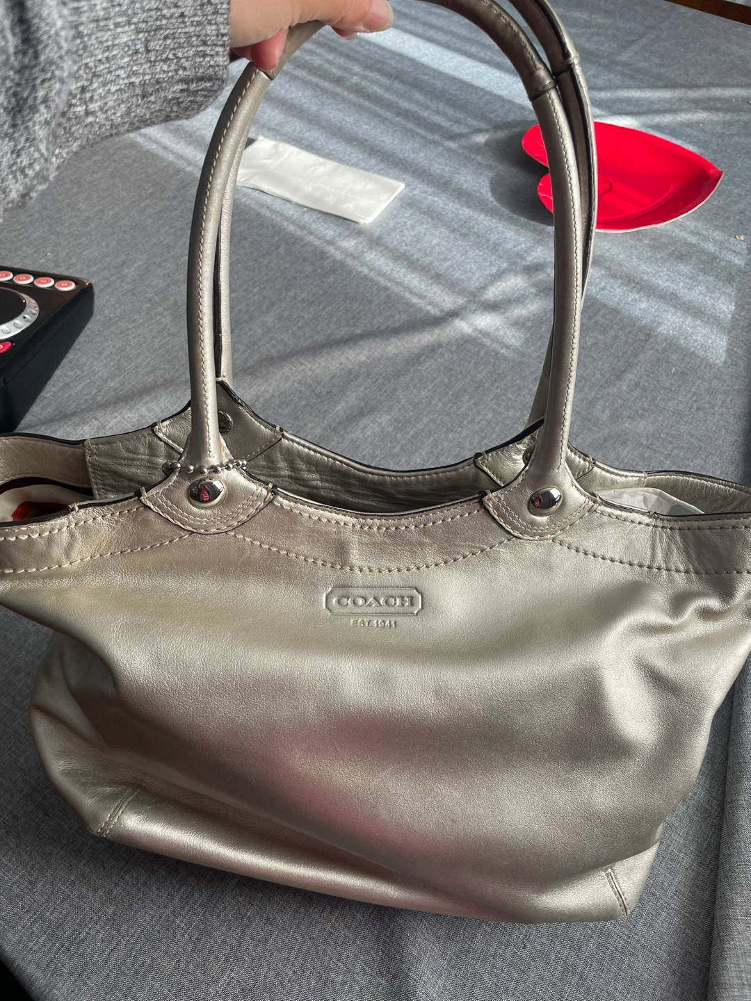 Coach Metallic Leather Tote Bag