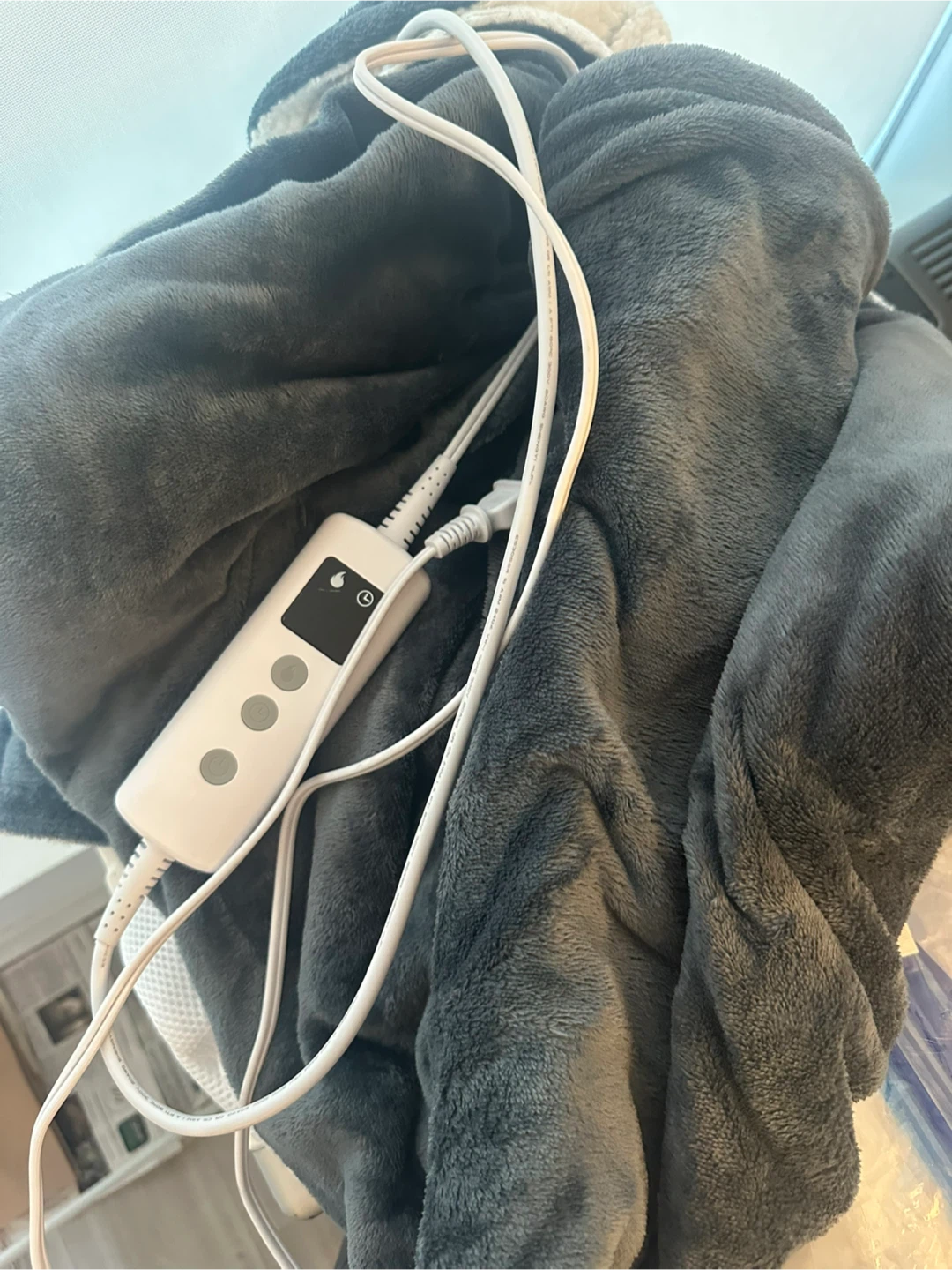 Grey Electric Heated Blanket with Controller