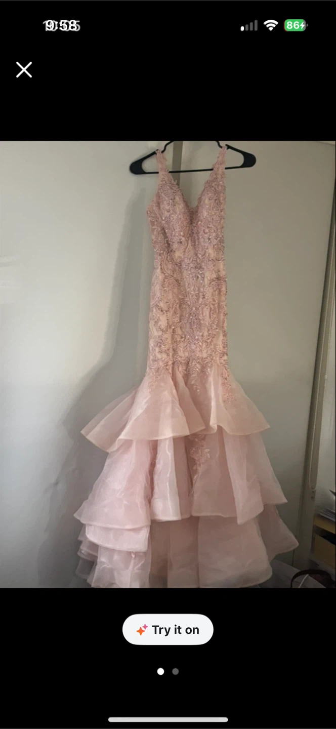 Pink Sequin Tiered Gown