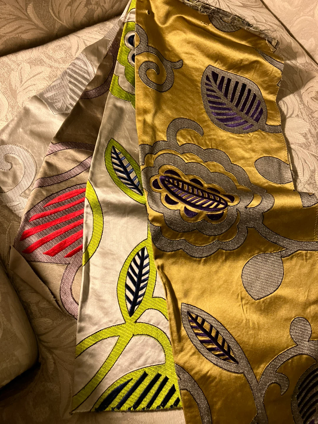 Embroidered Fabric Scraps -different size(price of each)